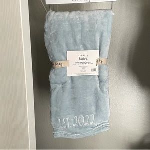 Rae Dunn baby blanket EST. 2022 light blue color
